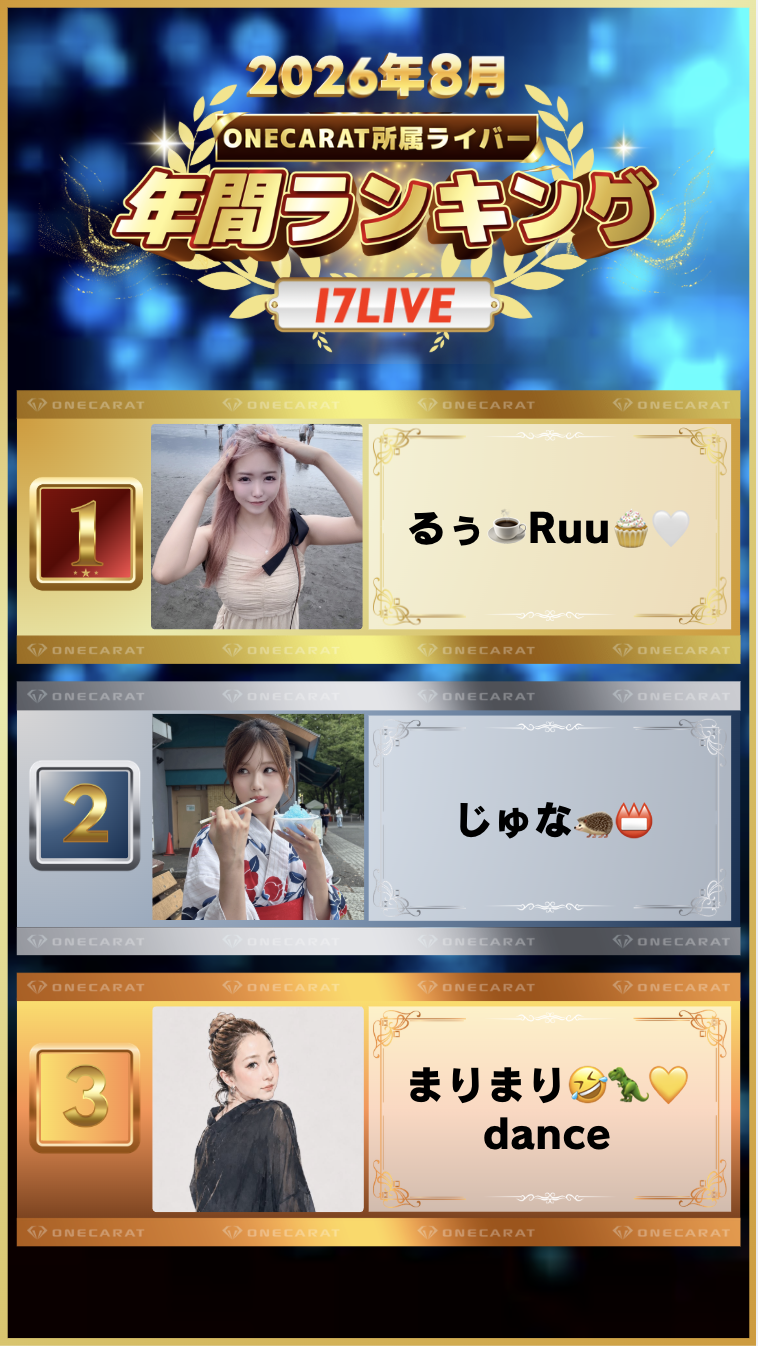(17LIVE)8月　年間ランキング