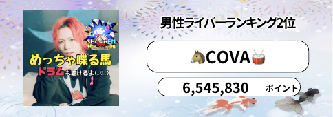 ONECARAT　マンスリーランキング　7月　男性ライバーランキング