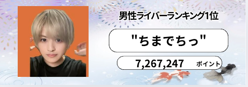 ONECARAT　マンスリーランキング　7月　男性ライバーランキング